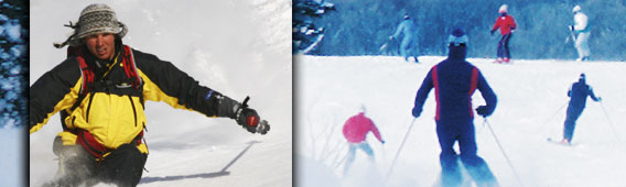 Two images of Skiing